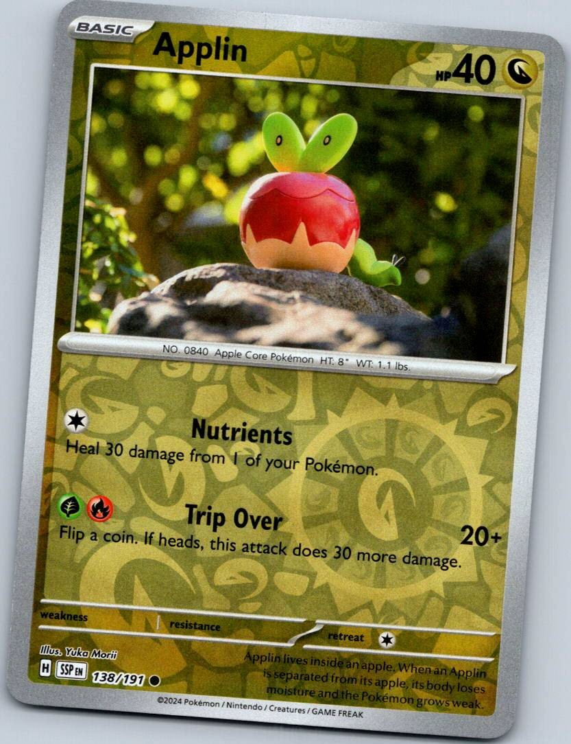 Applin 138/191 Common Surging Sparks Pokemon Reverse Holo Near Mint