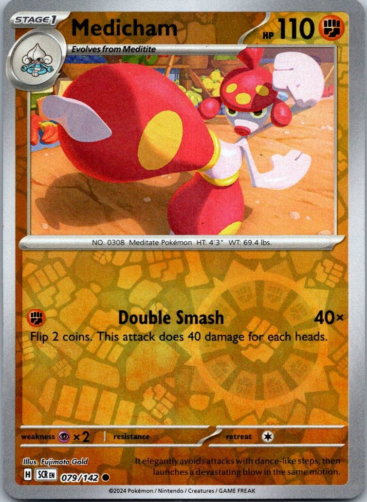 Medicham 79/142 Common Stellar Crown Pokemon Reverse Holo Near Mint