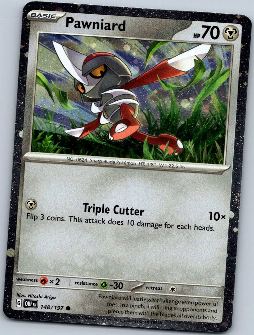 Pawniard 148/197 Common Obsidian Flames Pokemon Near Mint