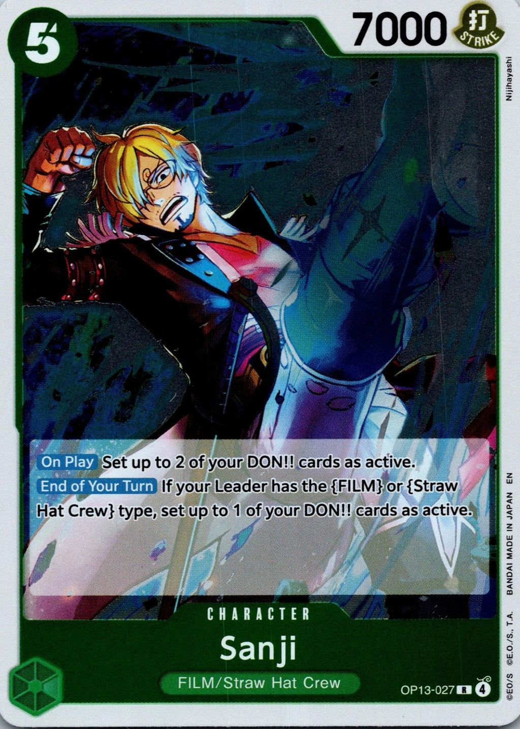 Sanji OP13-027 Rare Carrying On His Will One Piece Near Mint