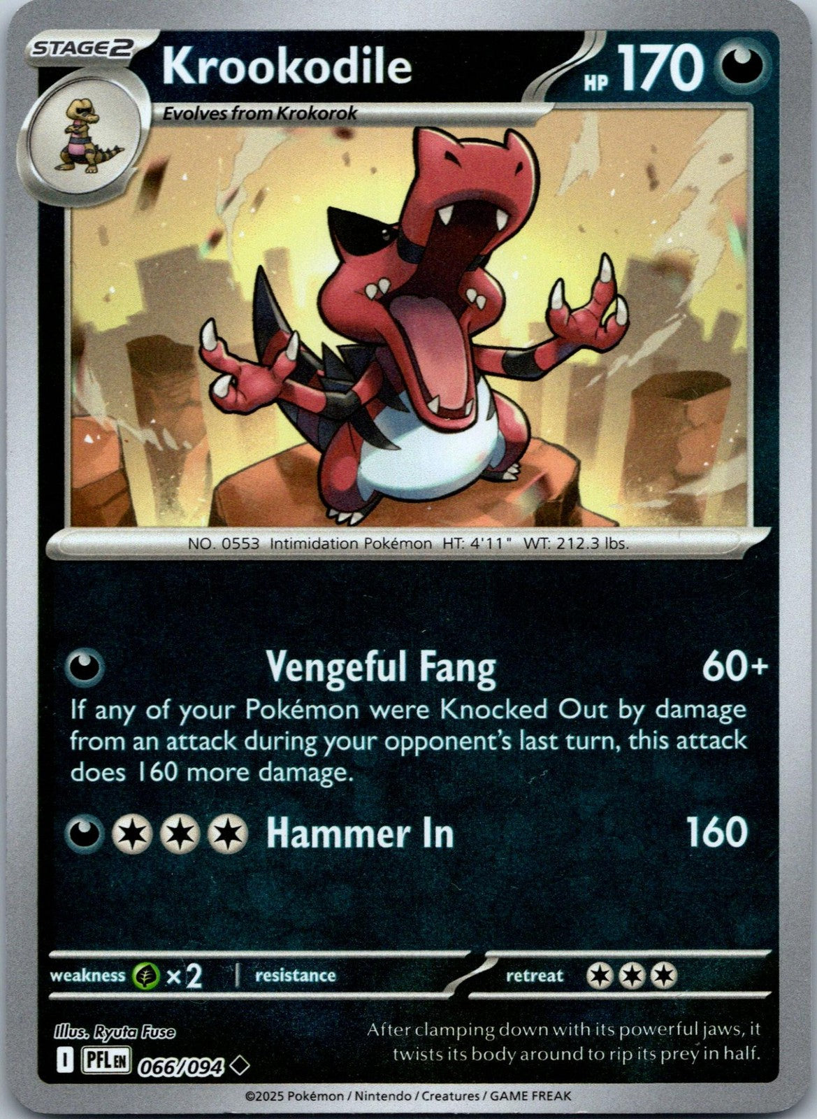 Krookodile 066/094 Uncommon Phantasmal Flames Pokemon Near Mint
