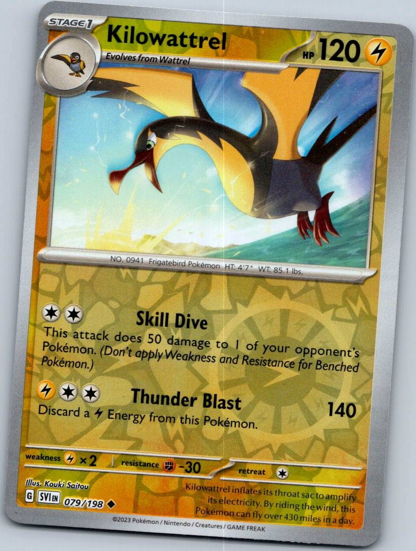 Kilowattrel 079/198 Uncommon Scarlet & Violet Pokemon Reverse Holo Near Mint