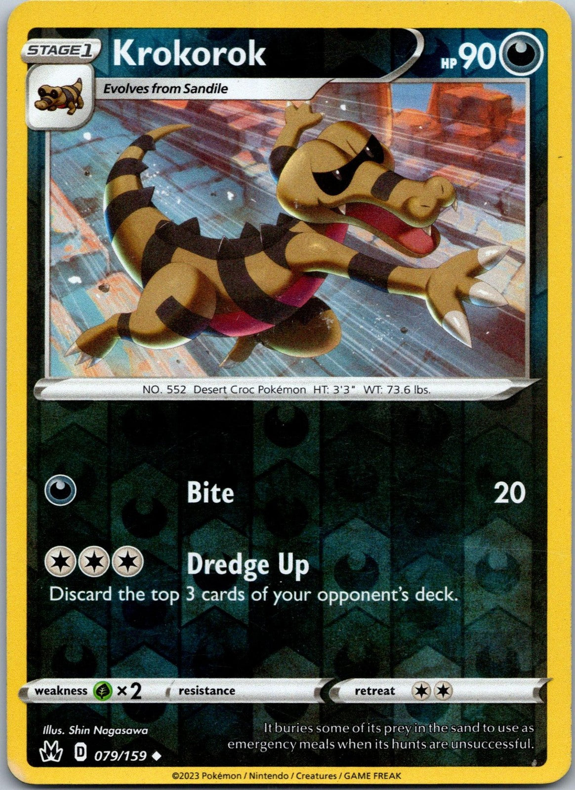 Krokorok 079/159 Uncommon Crown Zenith Pokemon Near Mint