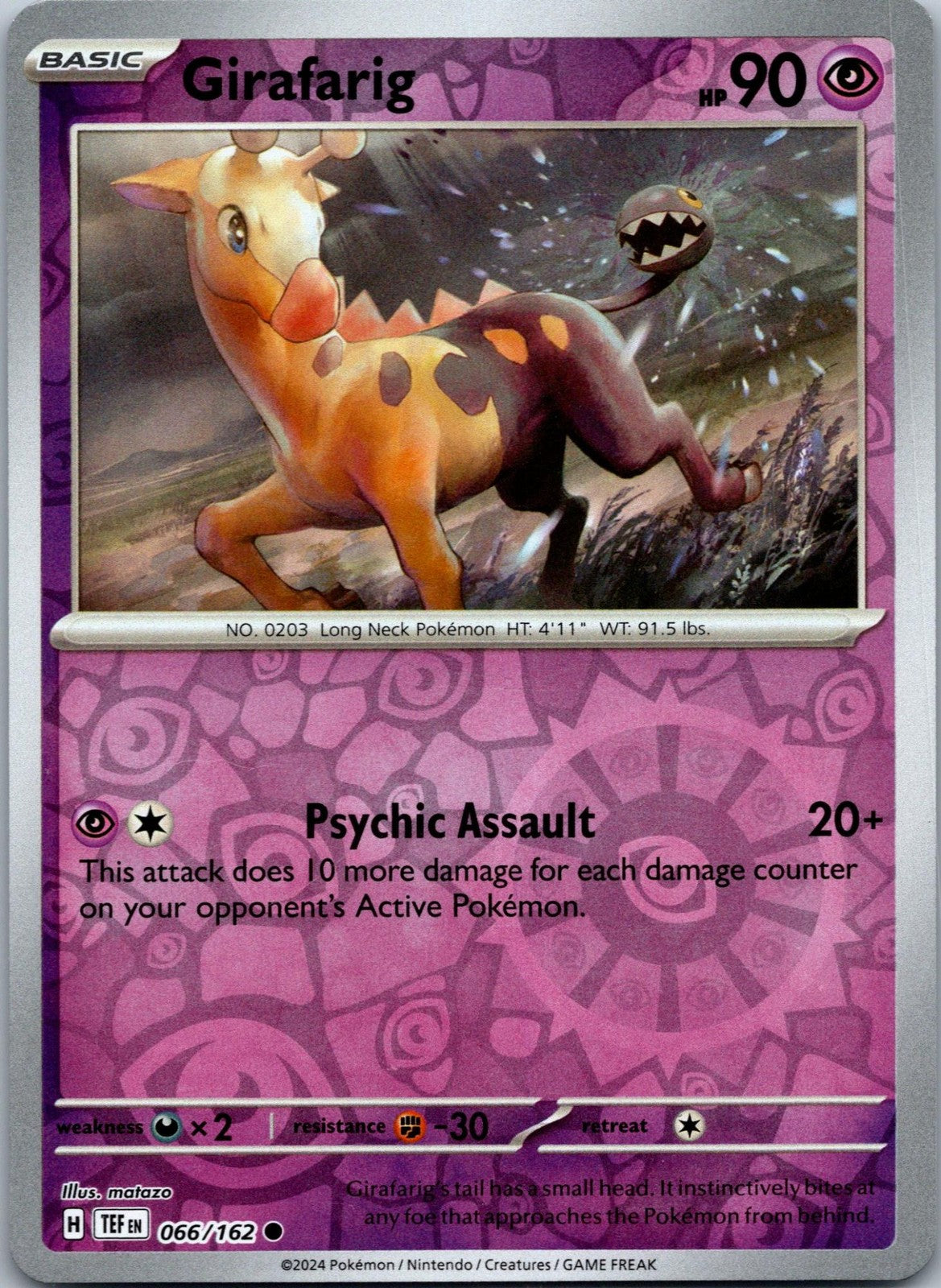 Girafarig 066/162 Common Temporal Forces Pokemon Near Mint