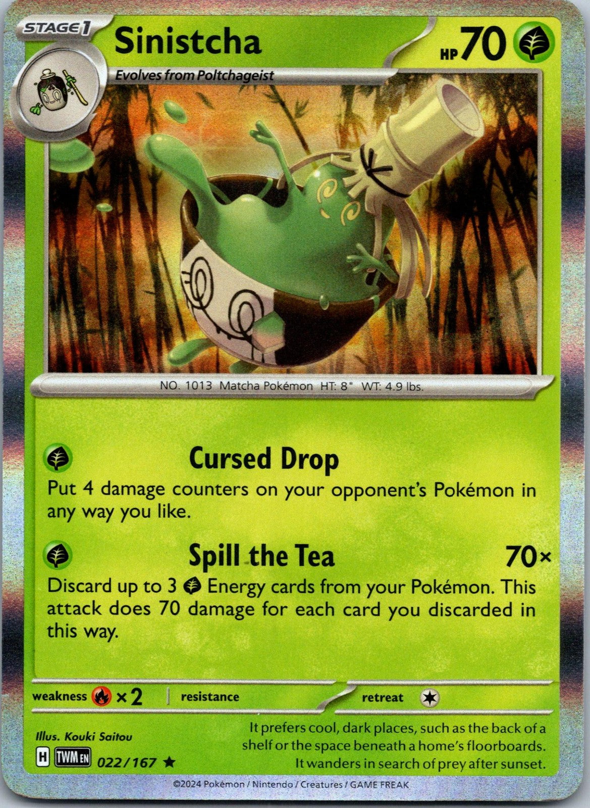 Sinistcha 022/167 Rare Twilight Masquerade Pokemon Near Mint