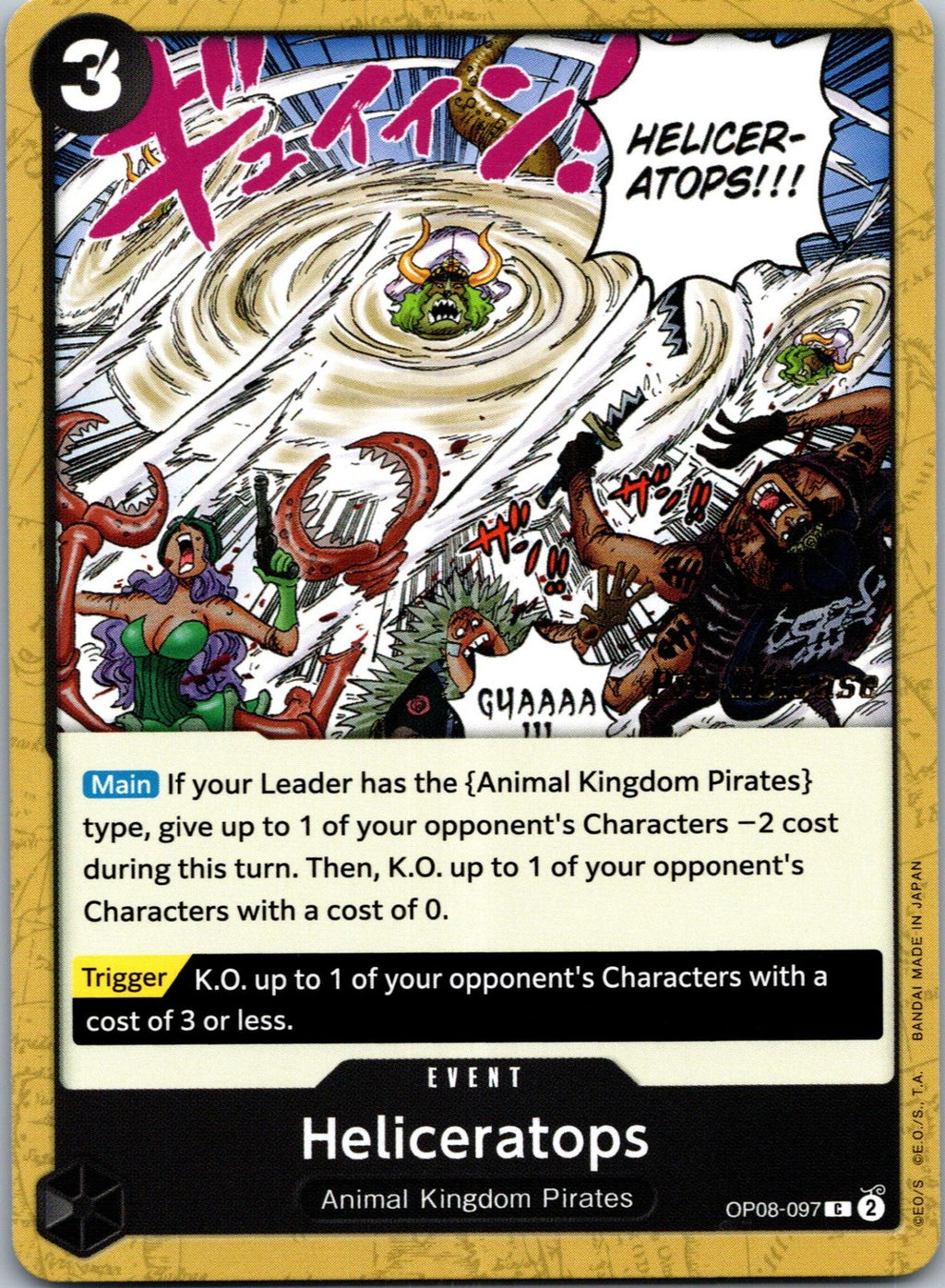 Heliceratops OP08-097 Common Two Legends Pre-Release Cards One Piece NM | HOKO