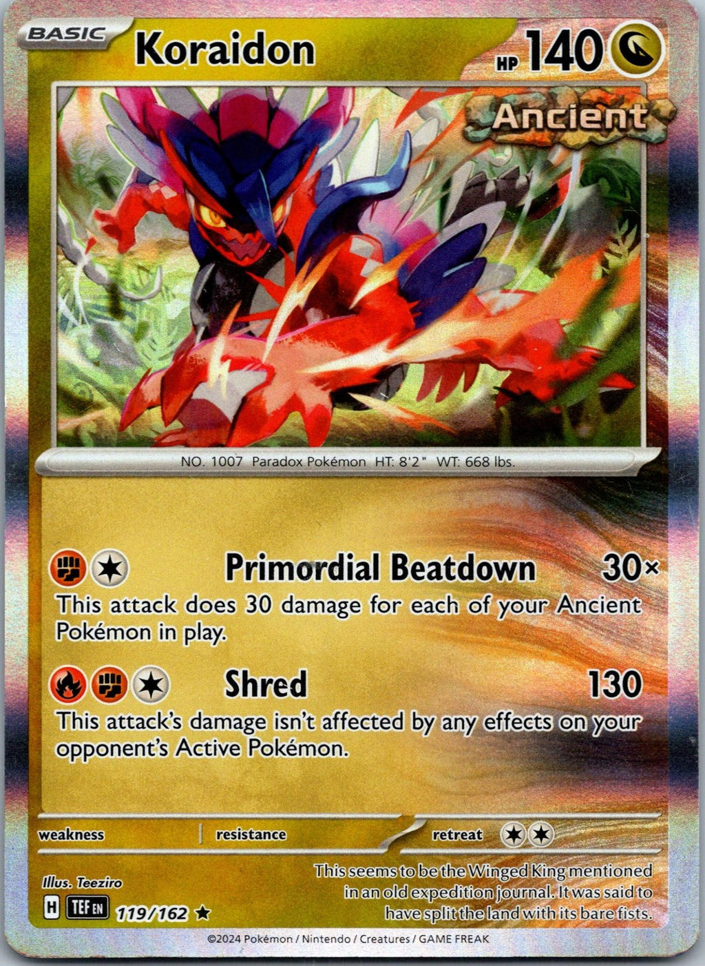 Koraidon 119/162 Rare Temporal Forces Pokemon Near Mint