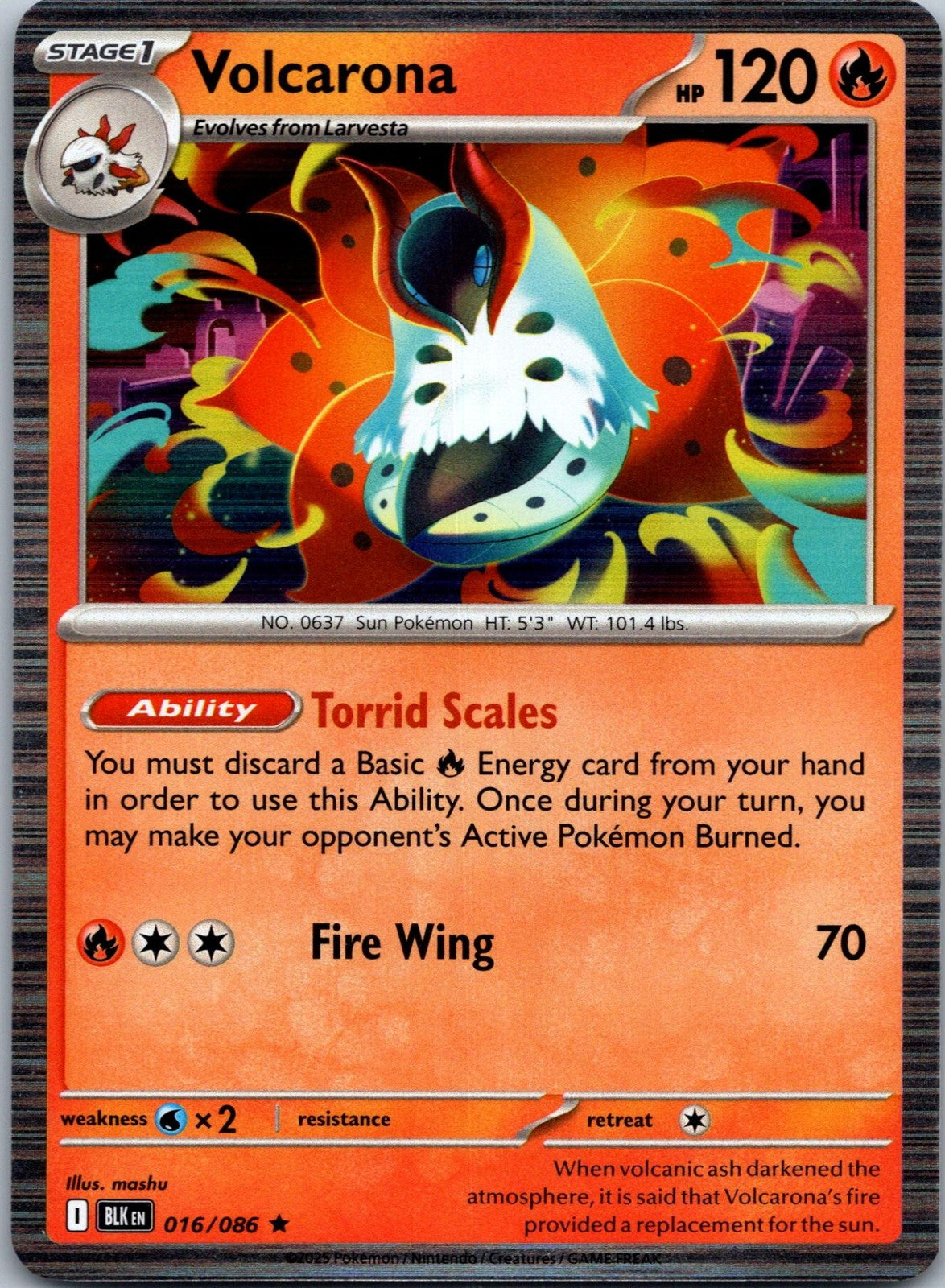 Volcarona 016/086 Rare Black Bolt Pokemon Near Mint