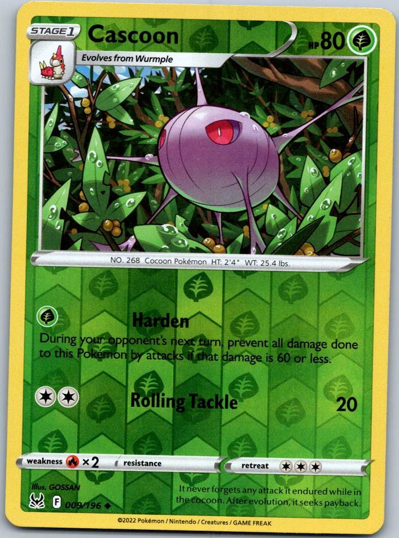 Cascoon 009/196 Uncommon Lost Origin Pokemon Reverse Holo Near Mint