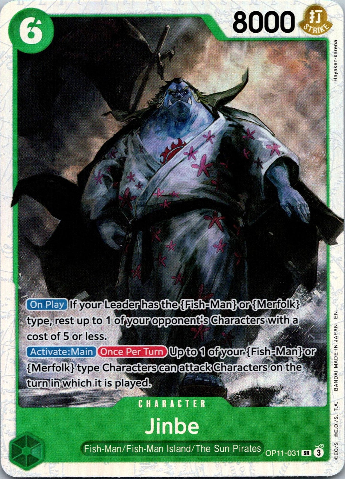 Jinbe (031) OP11-031 Super Rare A Fist of Divine Speed One Piece Near Mint