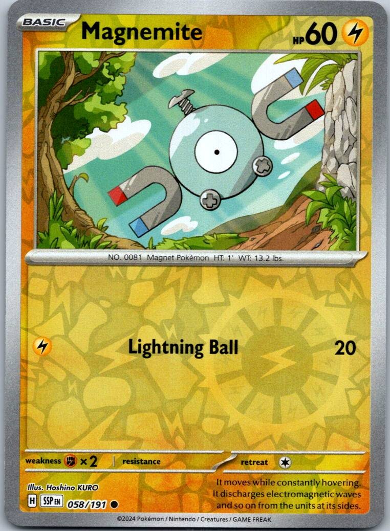 Magnemite 058/191 Common Surging Sparks Pokemon Reverse Holo Near Mint