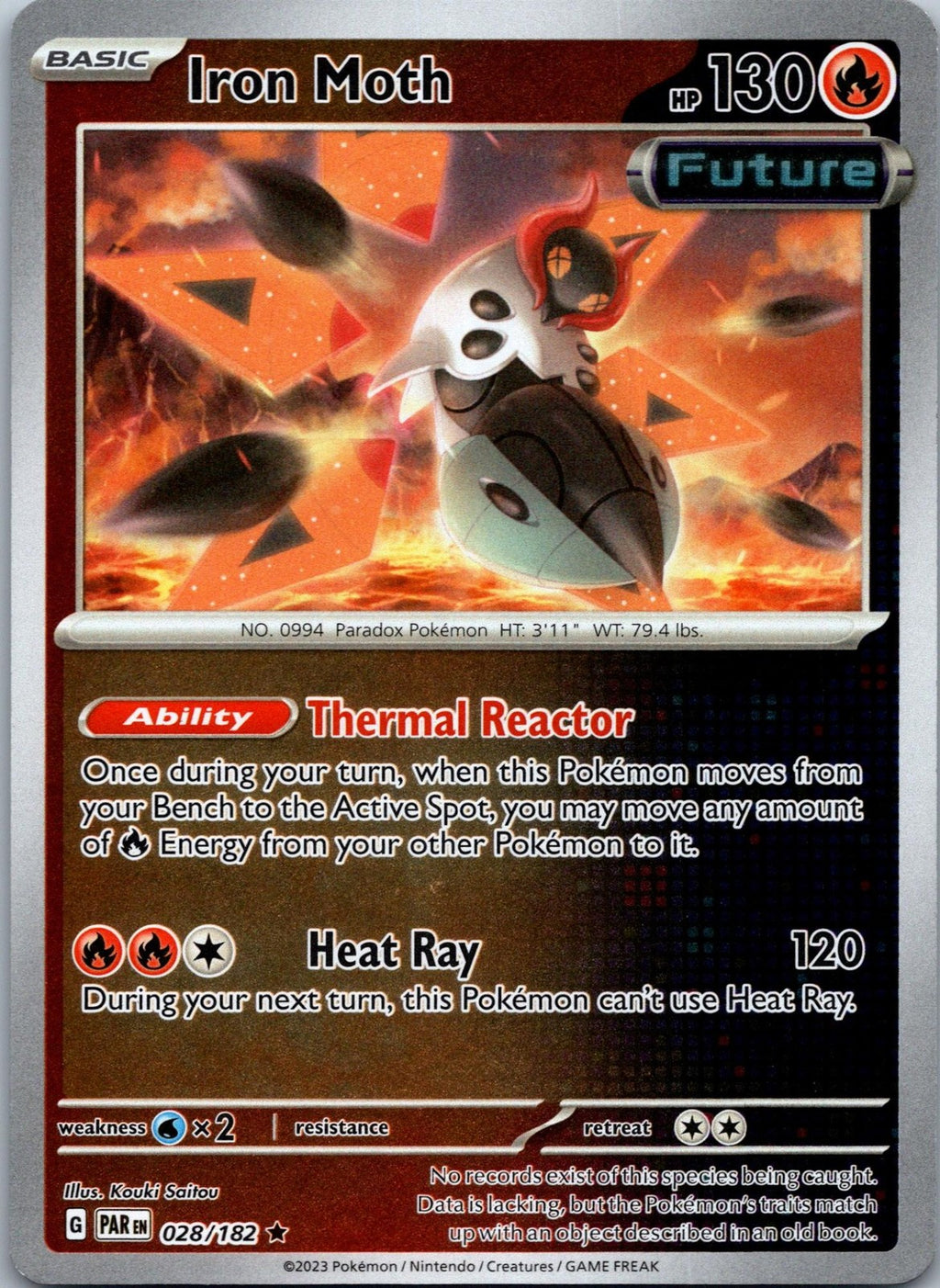 Iron Moth 028/182 Rare Paradox Rift Pokemon Near Mint