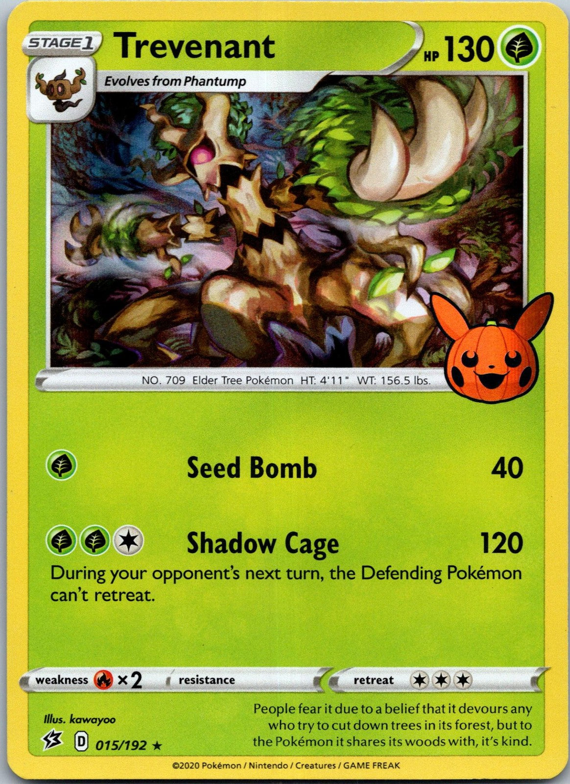 Trevenant 015/192 Holofoil Promo Trick or Trade BOOster Bundle Pokemon Near Mint