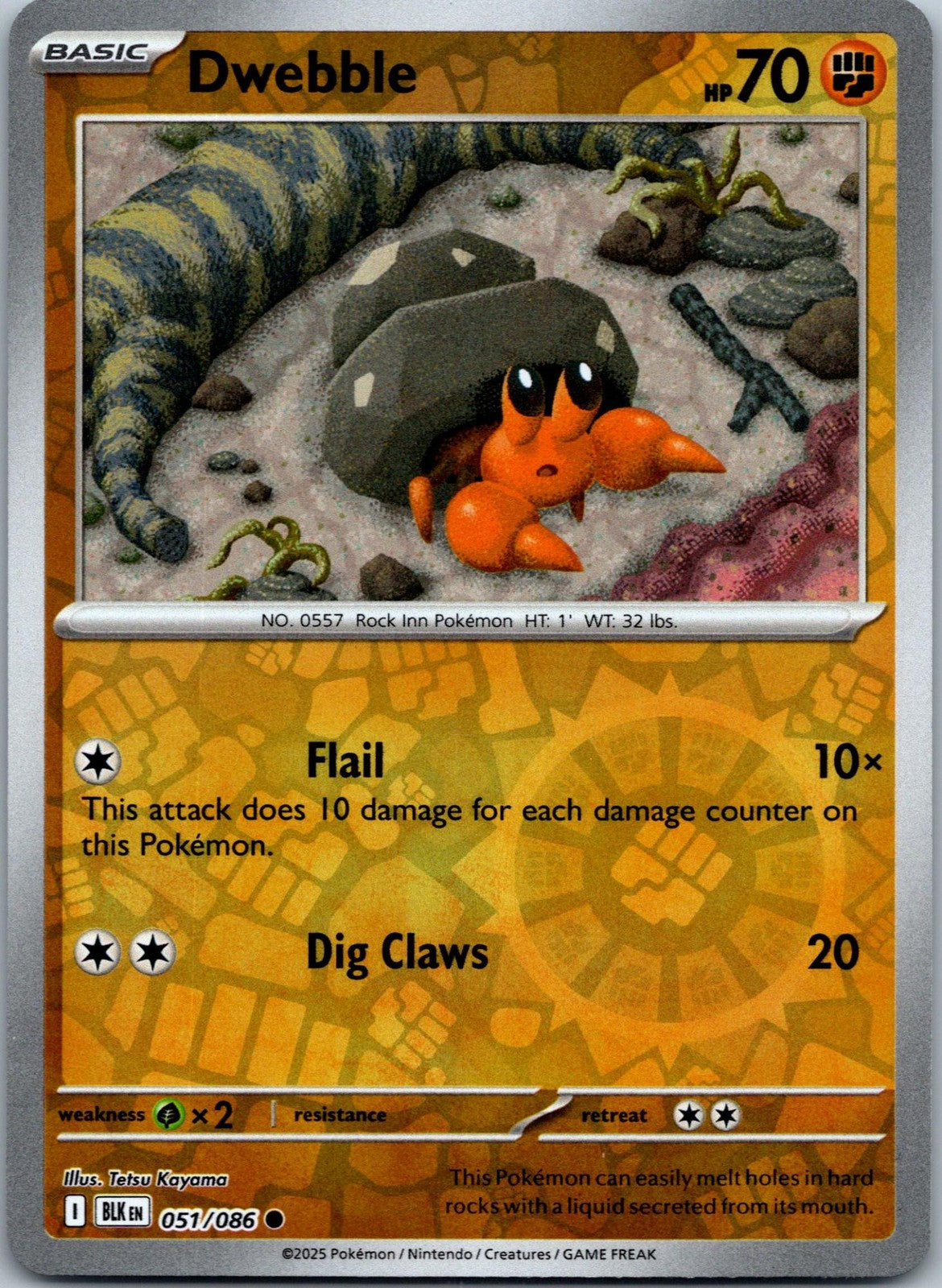 Dwebble 051/086 Common Black Bolt Pokemon Near Mint