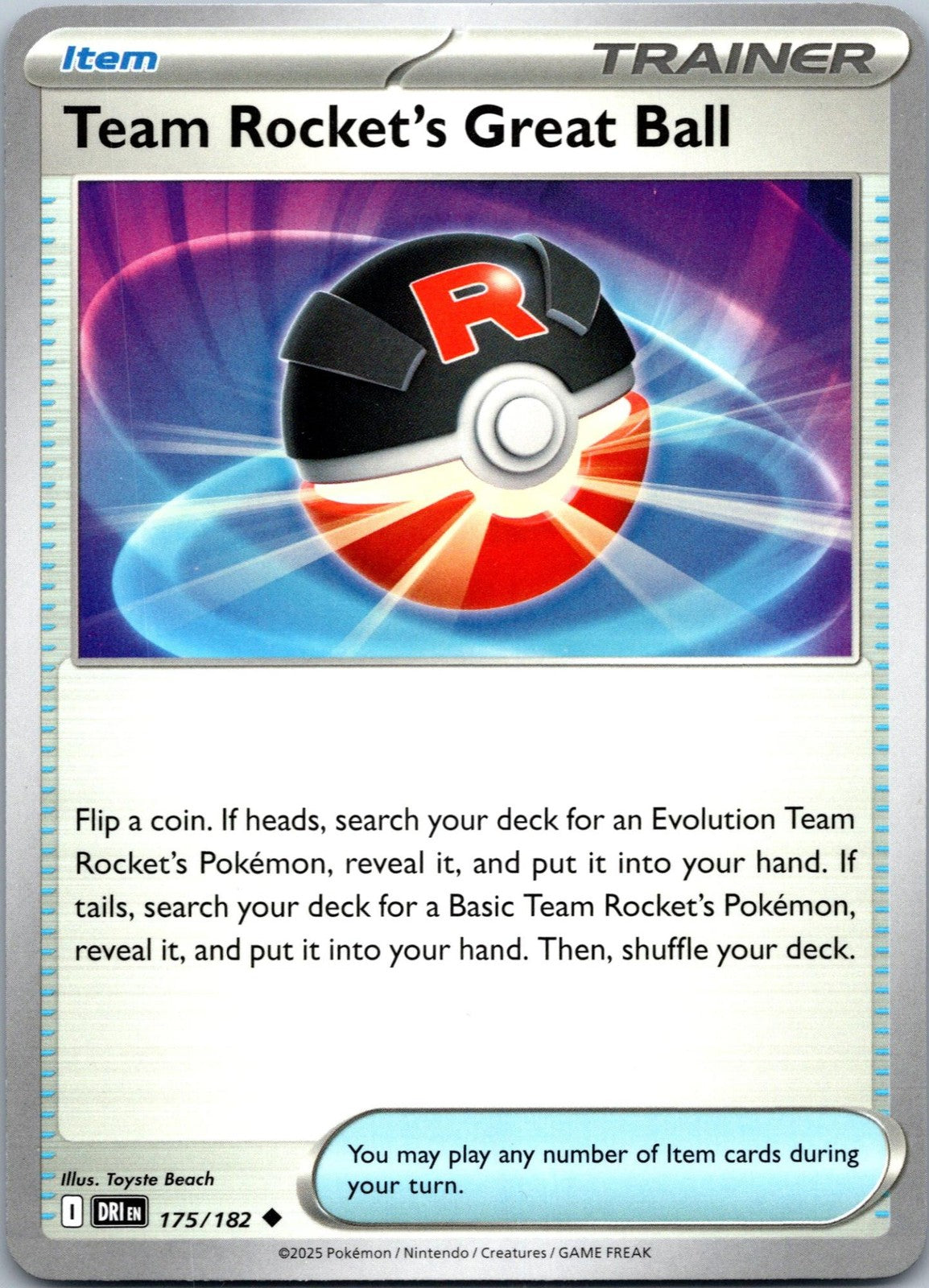 Team Rocket's Great Ball 175/182 Uncommon Destined Rivals Pokemon Near Mint