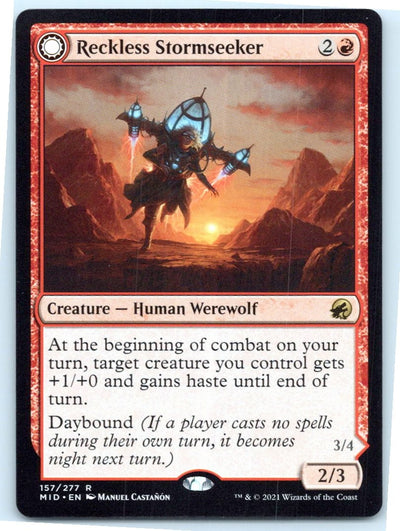 Reckless Stormseeker Rare Innistrad: Midnight Hunt Magic: The Gathering NM