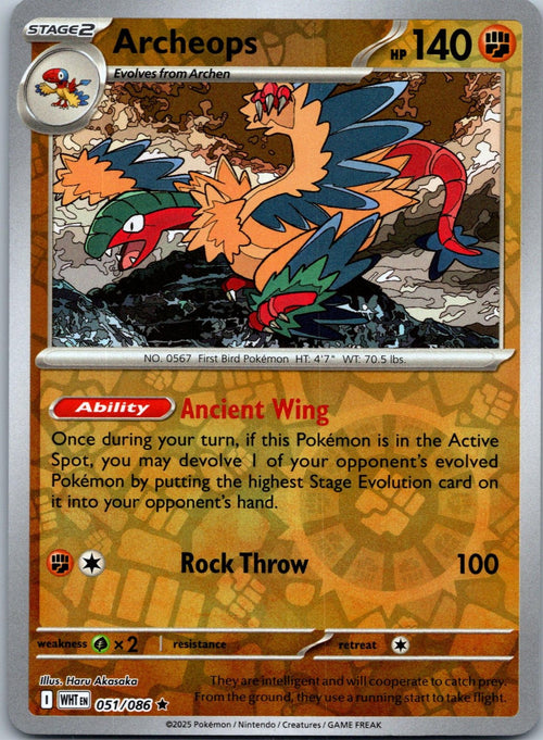 Archeops 051/086 Rare White Flare Pokemon Near Mint