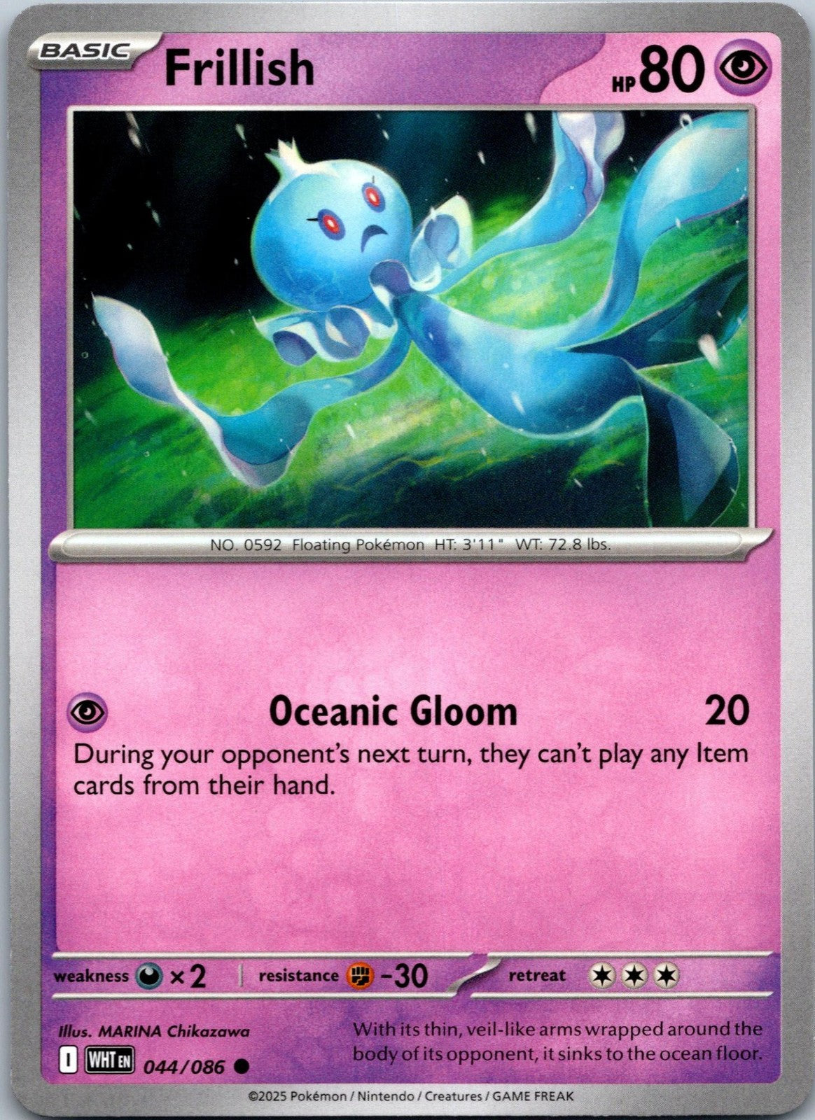 Frillish 044/086 Common White Flare Pokemon Near Mint