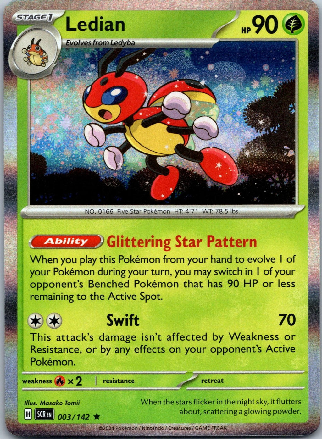 Ledian 3/142 Rare Stellar Crown Pokemon Near Mint