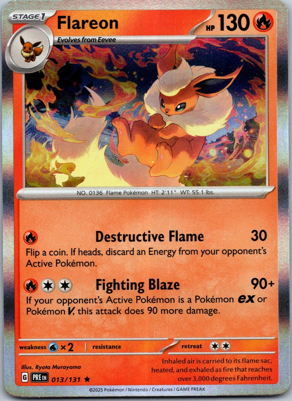 Flareon 013/131 Holo Rare SV: Prismatic Evolutions Pokemon Near Mint