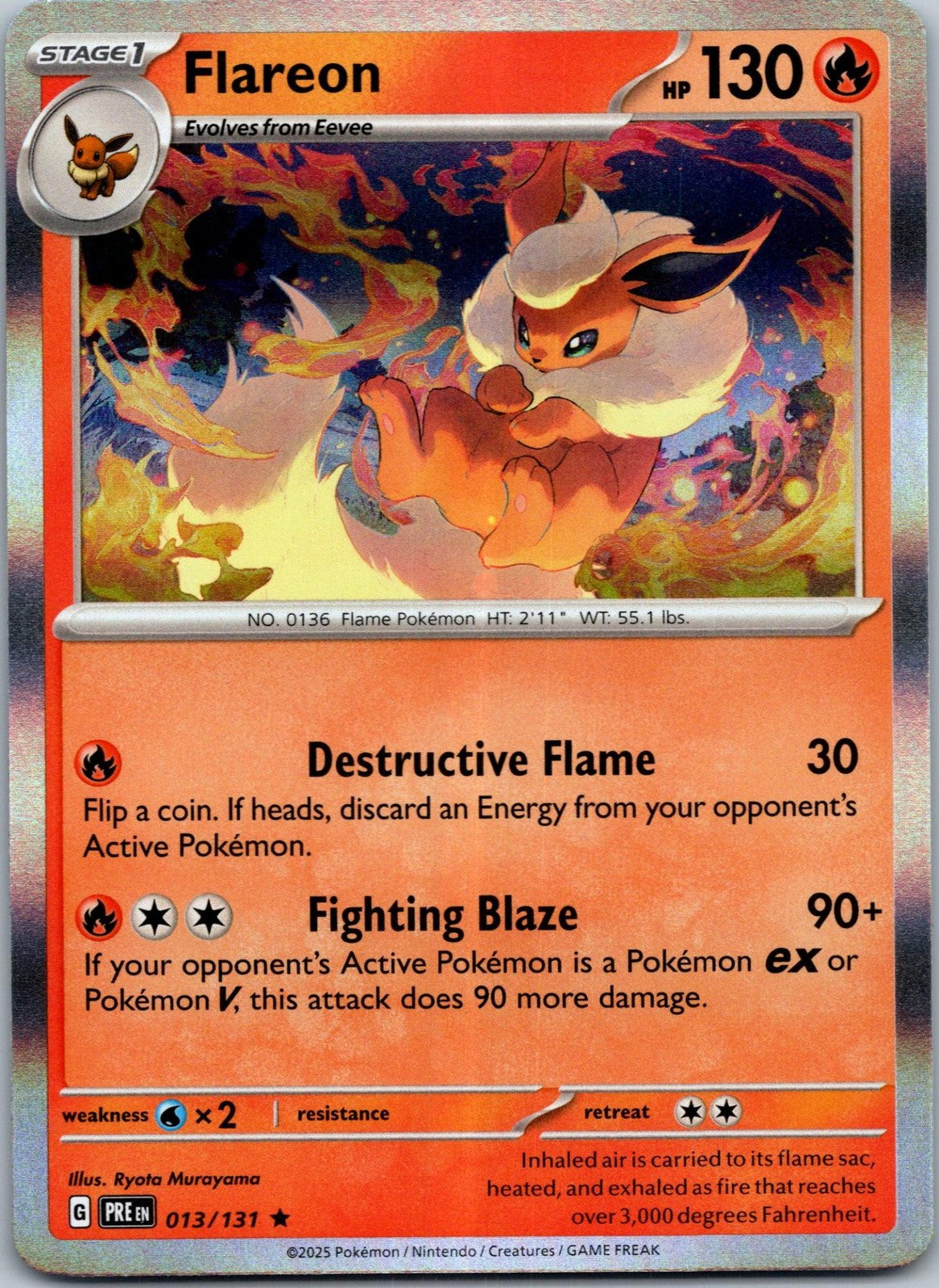 Flareon 013/131 Holo Rare SV: Prismatic Evolutions Pokemon Near Mint