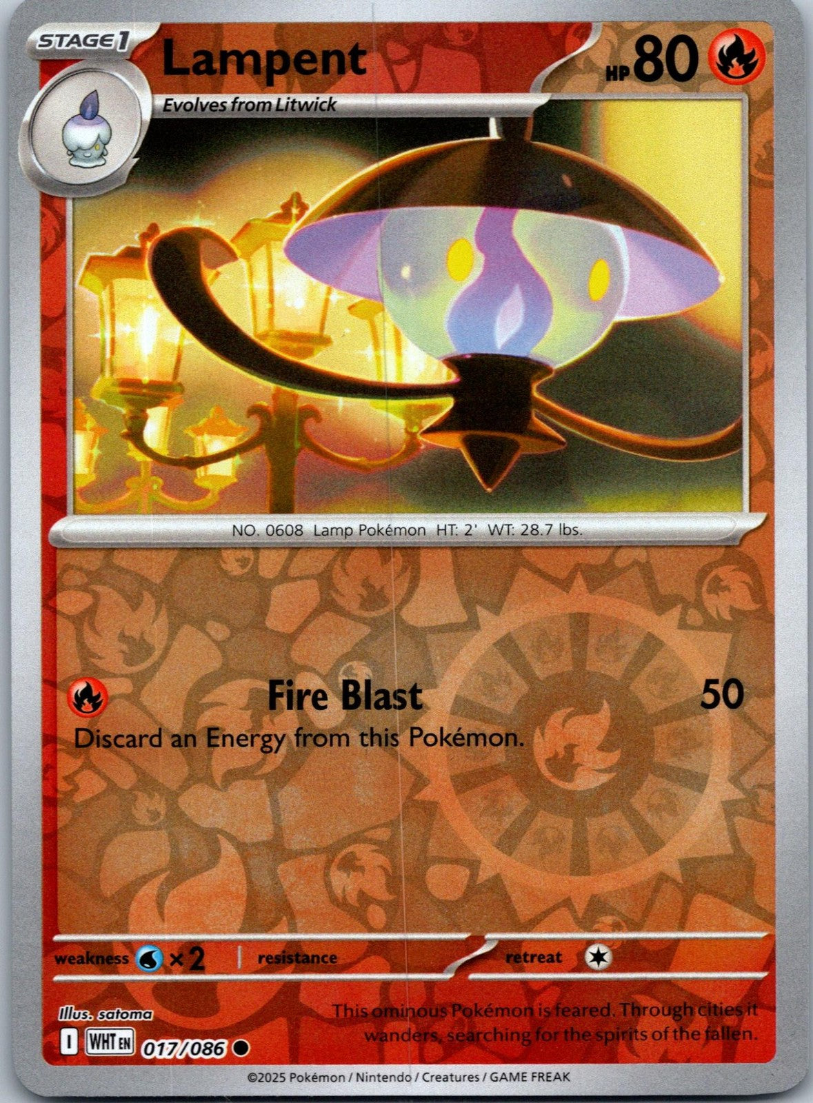 Lampent 017/086 Common White Flare Pokemon Near Mint