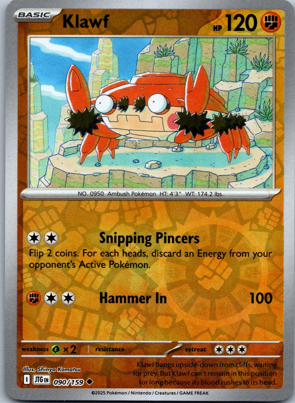 Klawf 090/159 Uncommon Journey Together Pokemon Near Mint