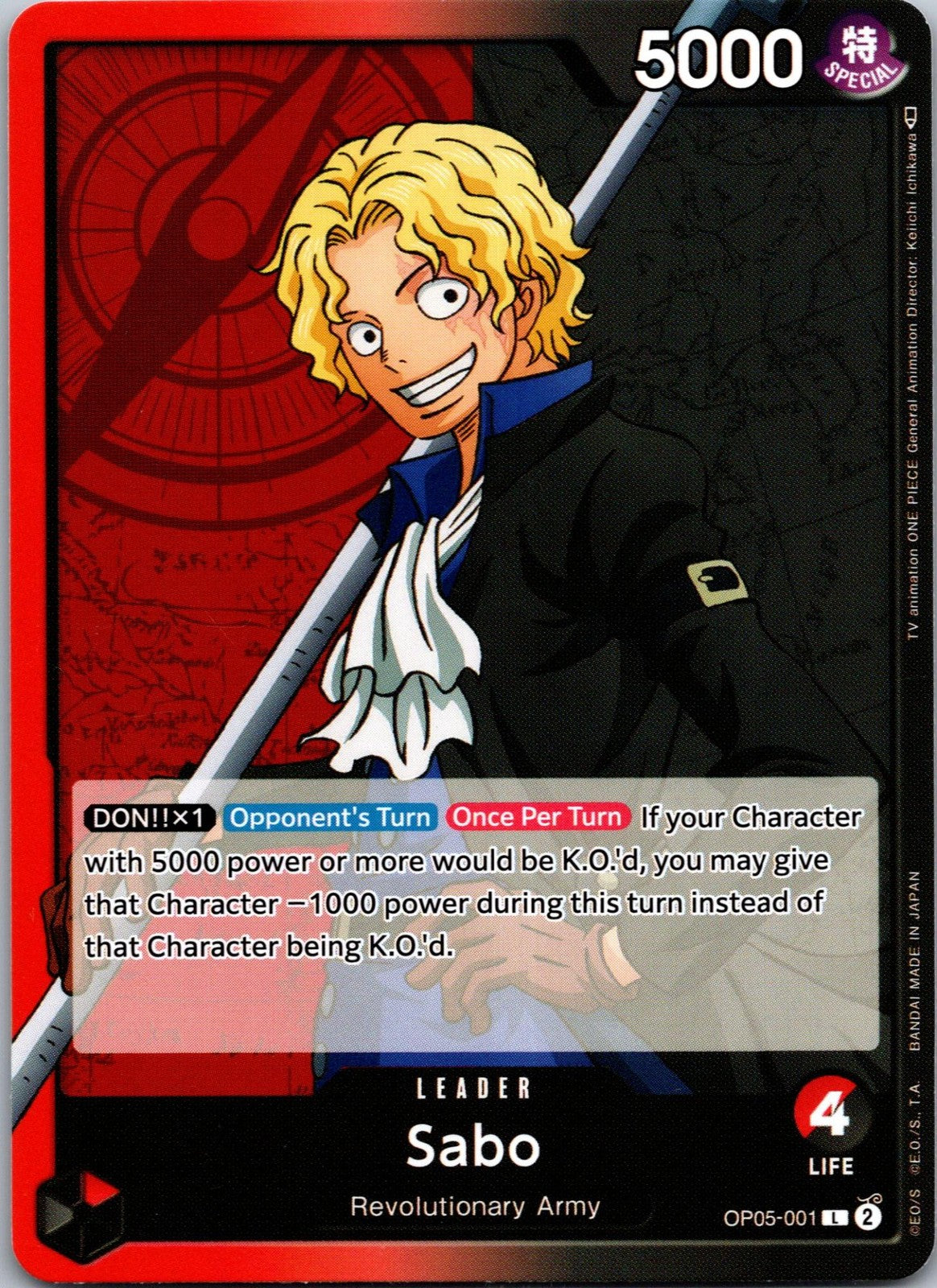 Sabo (001) OP05-001 Leader Awakening of the New Era One Piece Near Mint