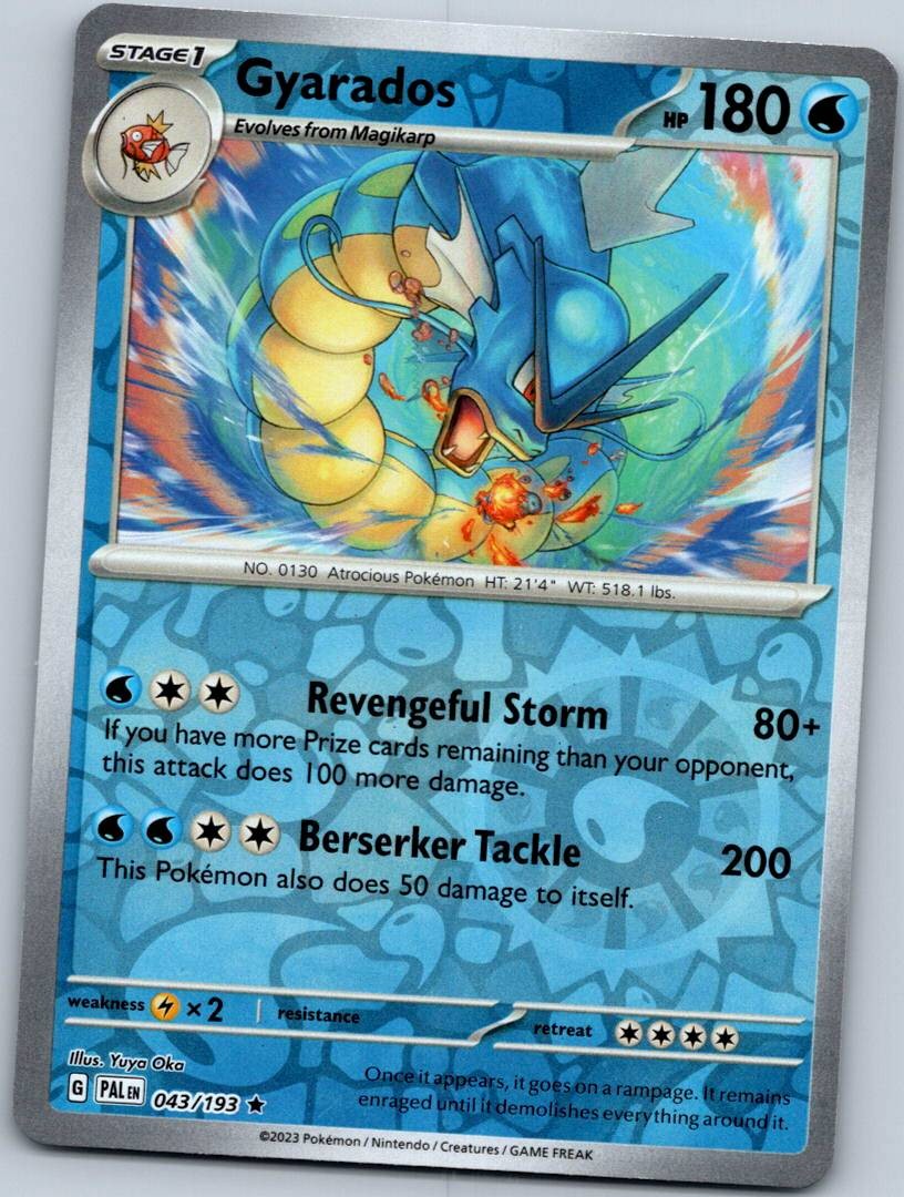 Gyarados 043/193 Rare Paldea Evolved Pokemon Reverse Holo Near Mint