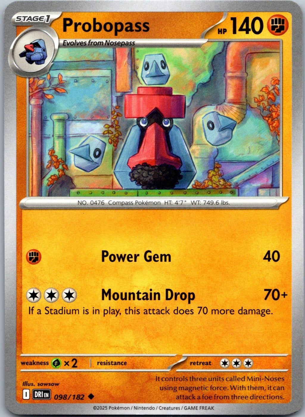 Probopass 098/182 Uncommon Destined Rivals Pokemon Near Mint