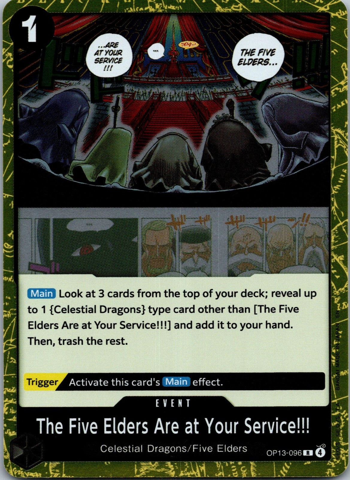 The Five Elders Are at Your Service!!! OP13-096 One Piece Foil NM