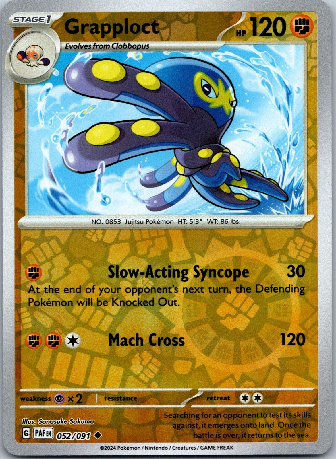 Grapploct 052/091 Uncommon Paldean Fates Pokemon Near Mint