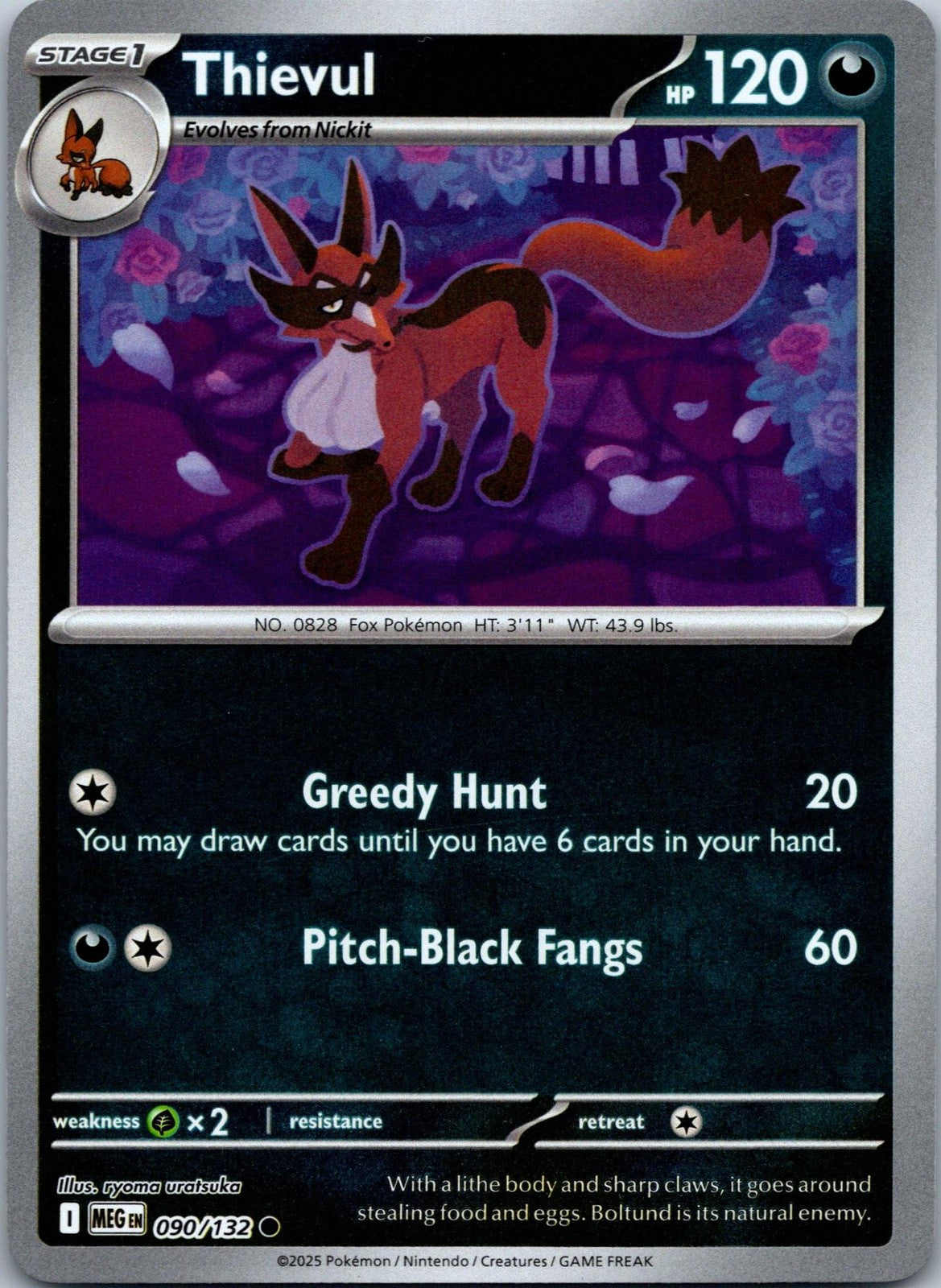 Thievul 090/132 Common Mega Evolution Pokemon Near Mint