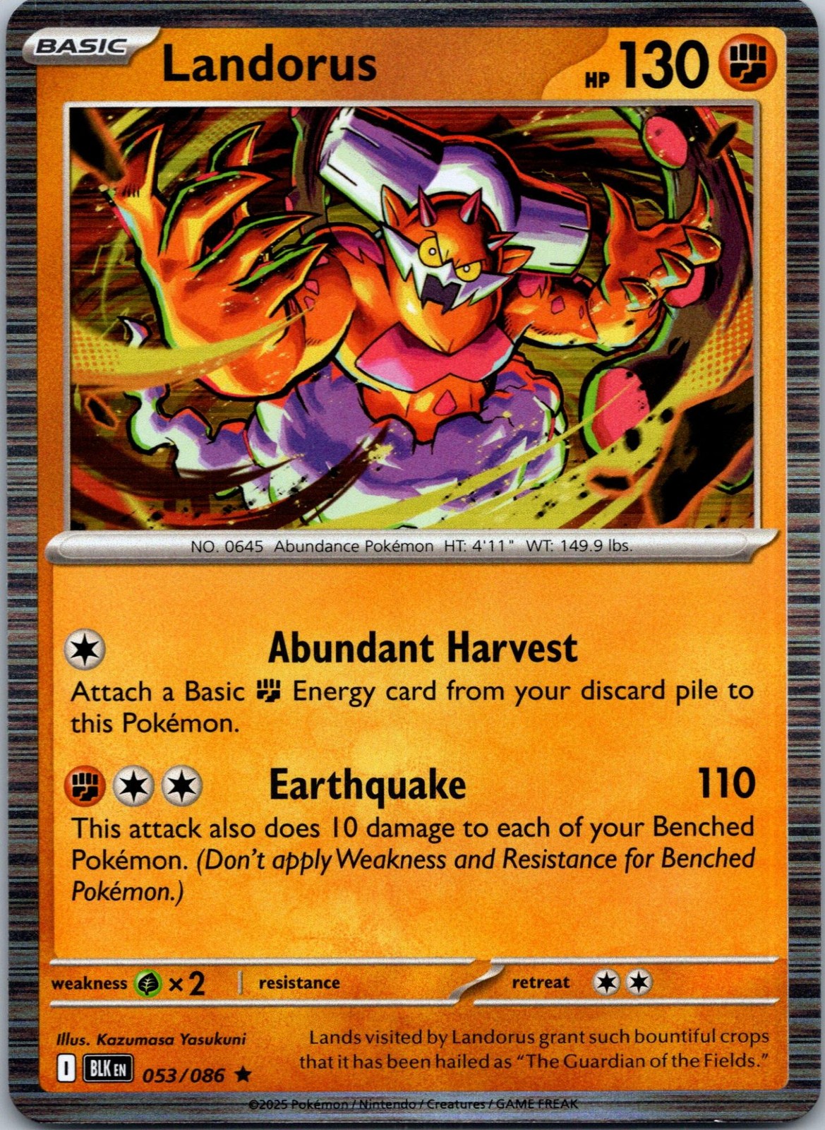 Landorus 053/086 Rare Black Bolt Pokemon Near Mint