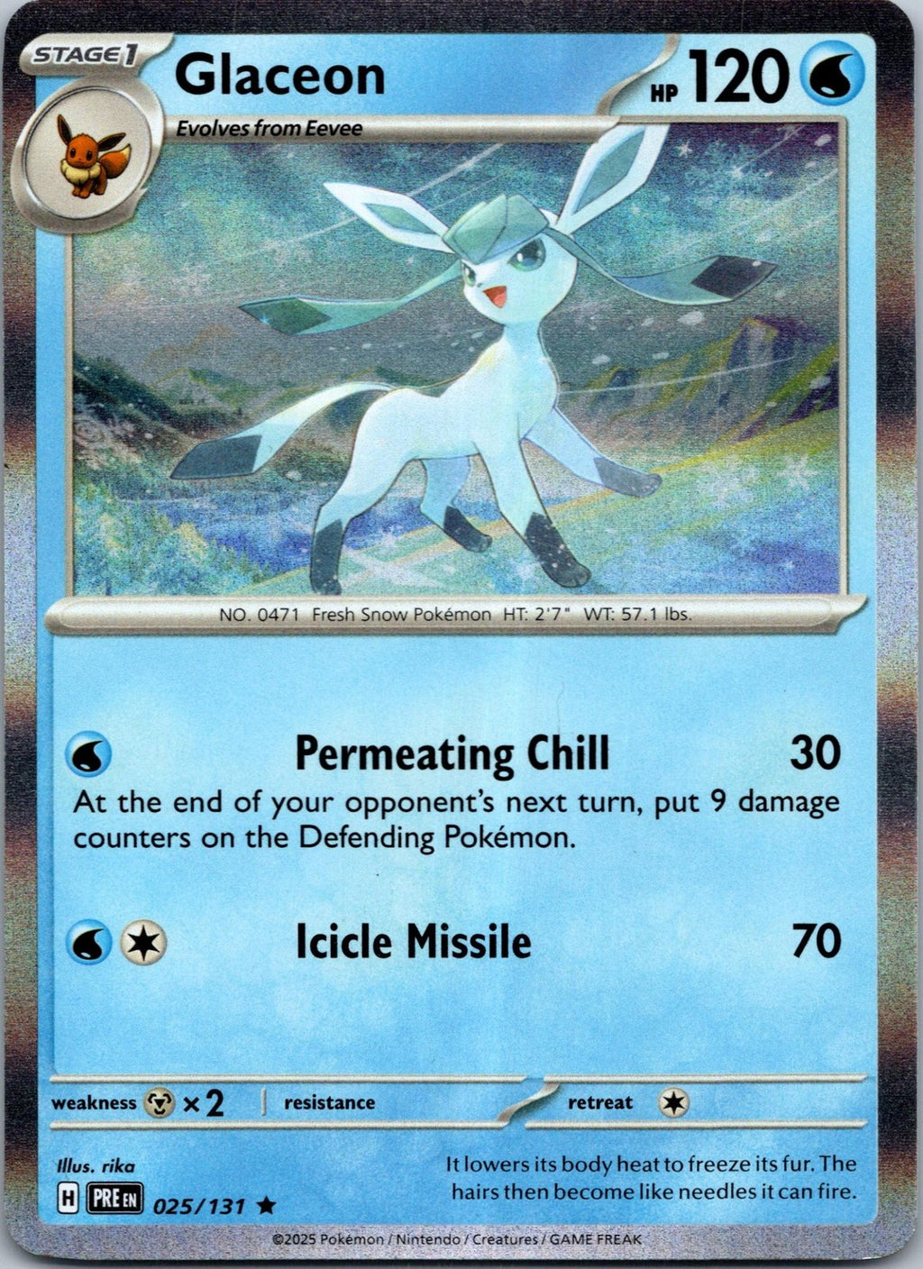 Glaceon 025/131 Holo Rare SV: Prismatic Evolutions Pokemon Near Mint