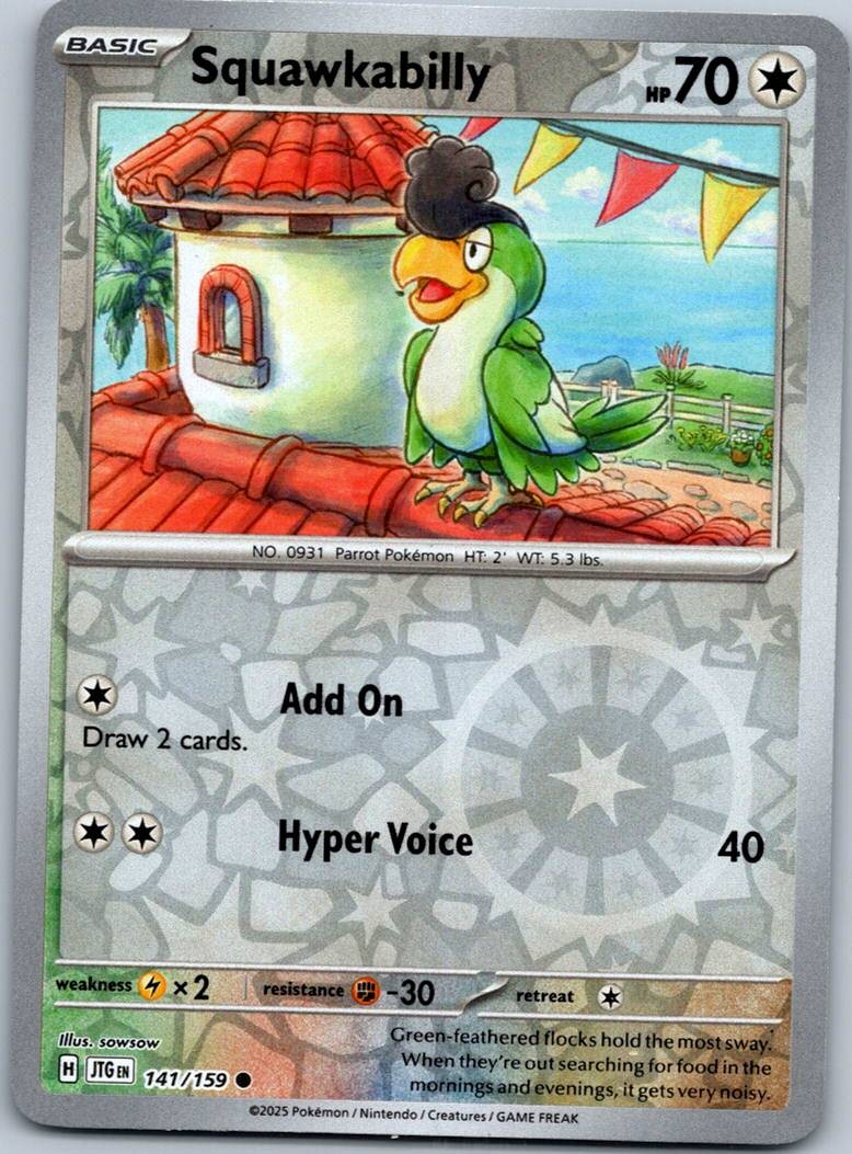 Squawkabilly 141/159 Common Journey Together Pokemon Reverse Holo Near Mint