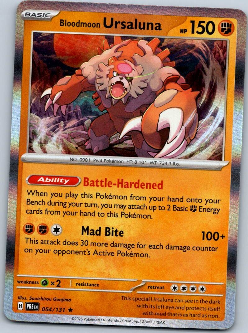 Bloodmoon Ursaluna 054/131 Rare Prismatic Evolutions Pokemon Near Mint