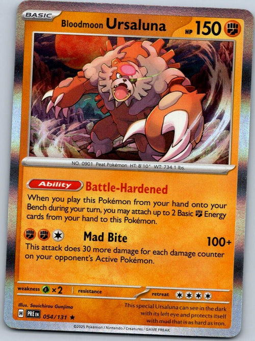 Bloodmoon Ursaluna 054/131 Rare Prismatic Evolutions Pokemon Near Mint