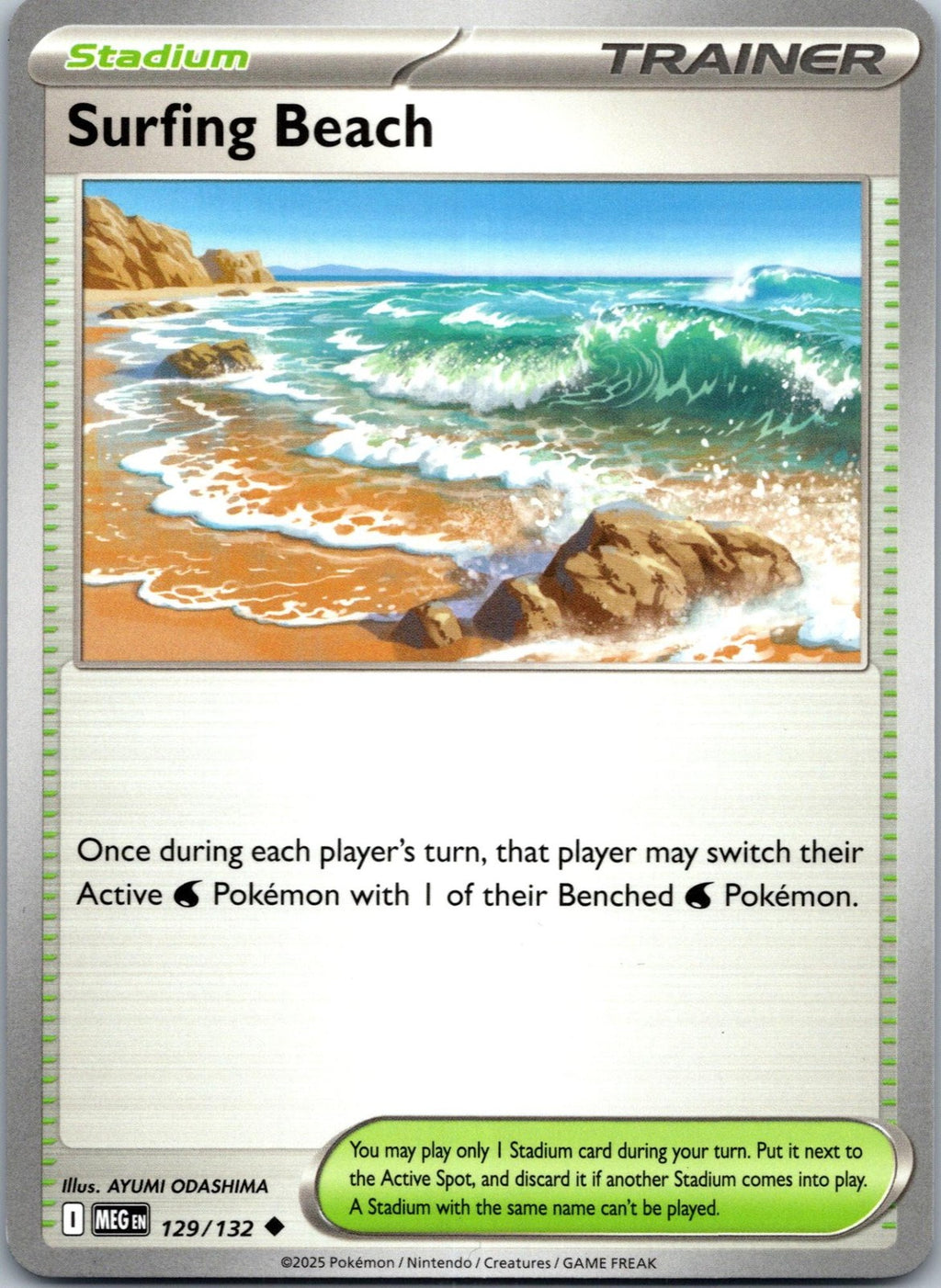 Surfing Beach 129/132 Uncommon Mega Evolution Pokemon Near Mint