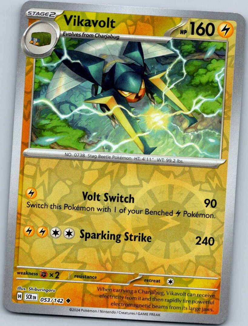 Vikavolt 53/142 Uncommon Stellar Crown Pokemon Reverse Holo Near Mint