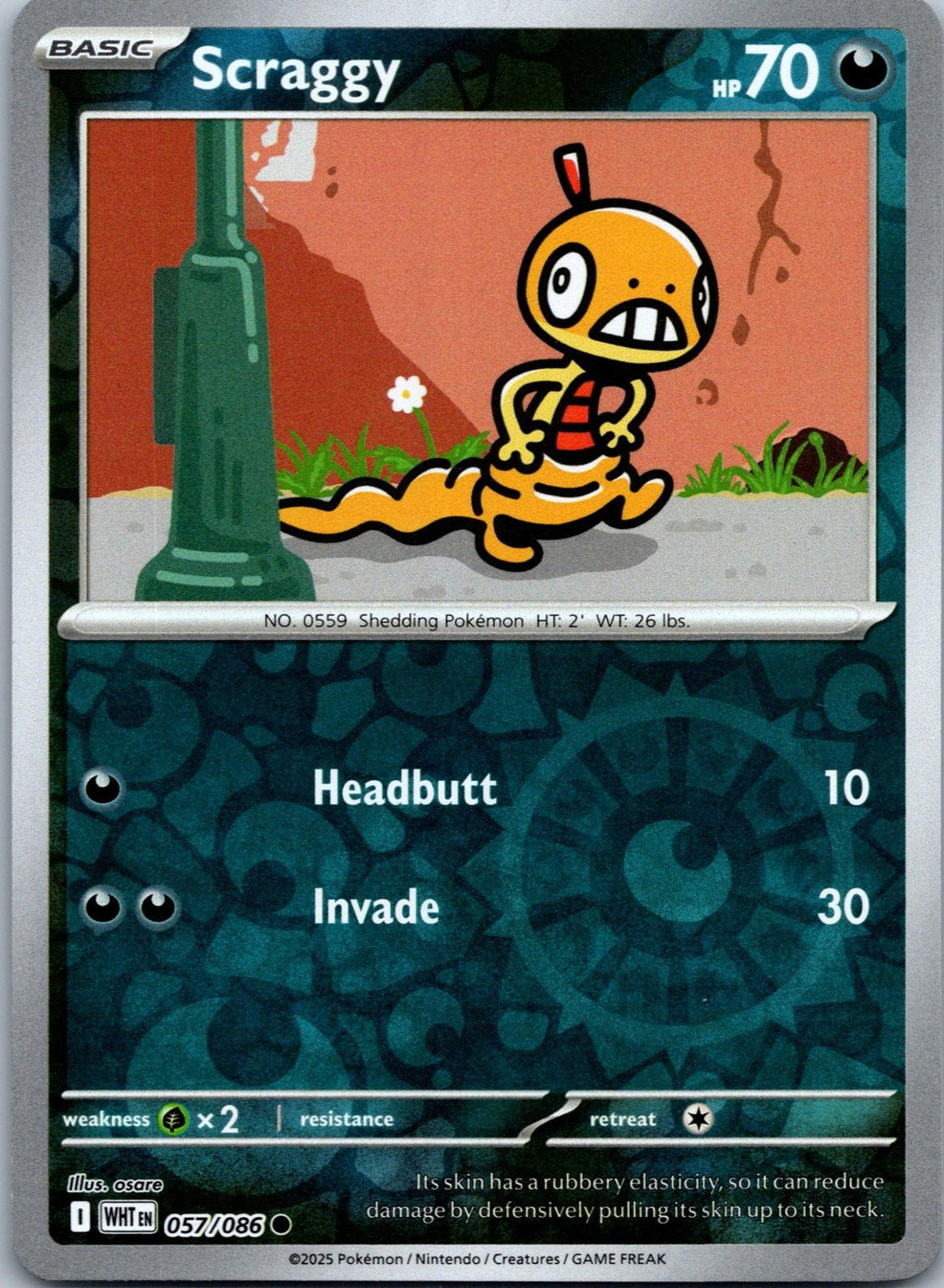 Scraggy 057/086 Common White Flare Pokemon Near Mint