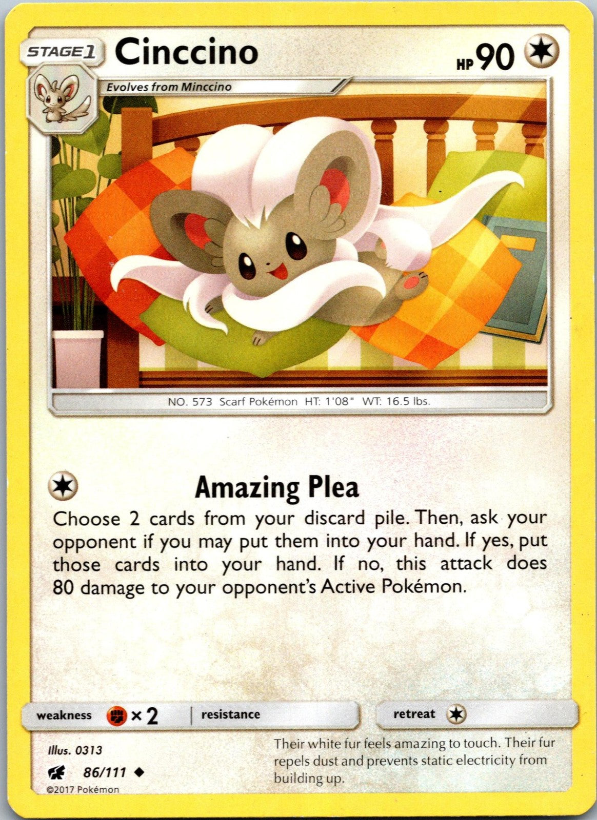 Cinccino 86/111 Uncommon Crimson Invasion Pokemon Near Mint