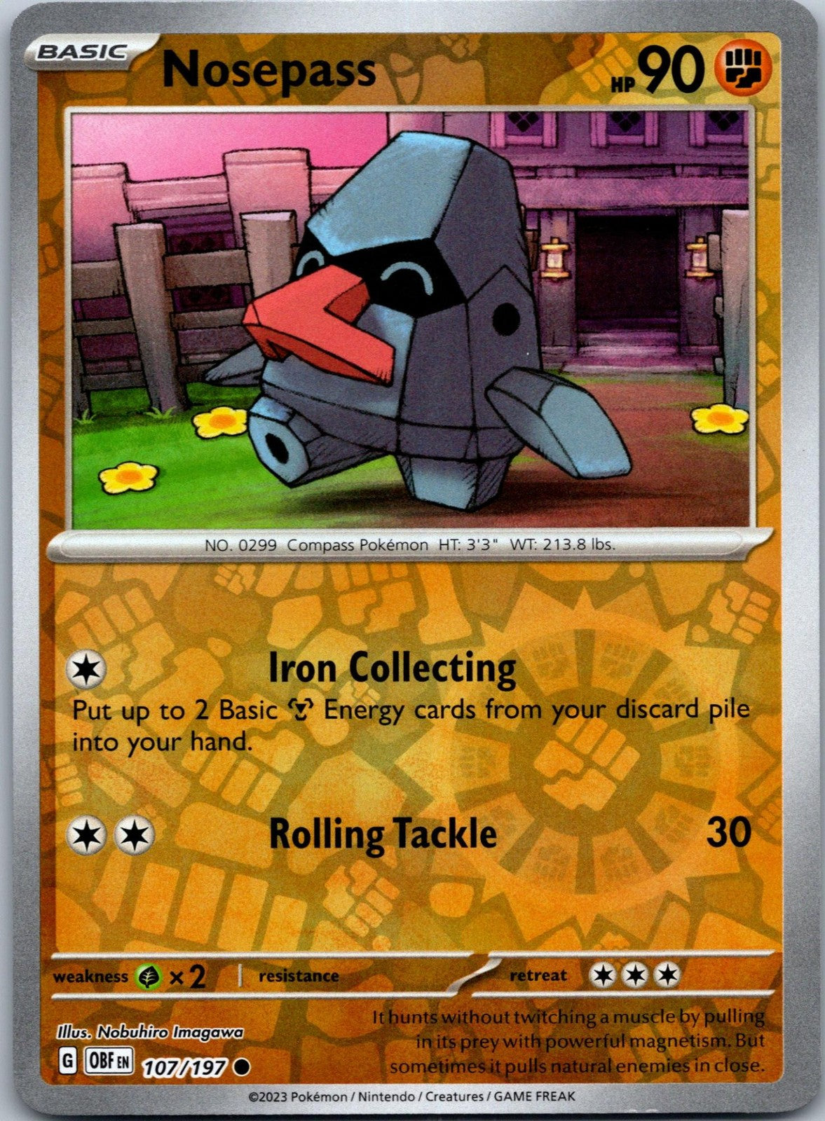 Nosepass 107/197 Common Obsidian Flames Pokemon Near Mint