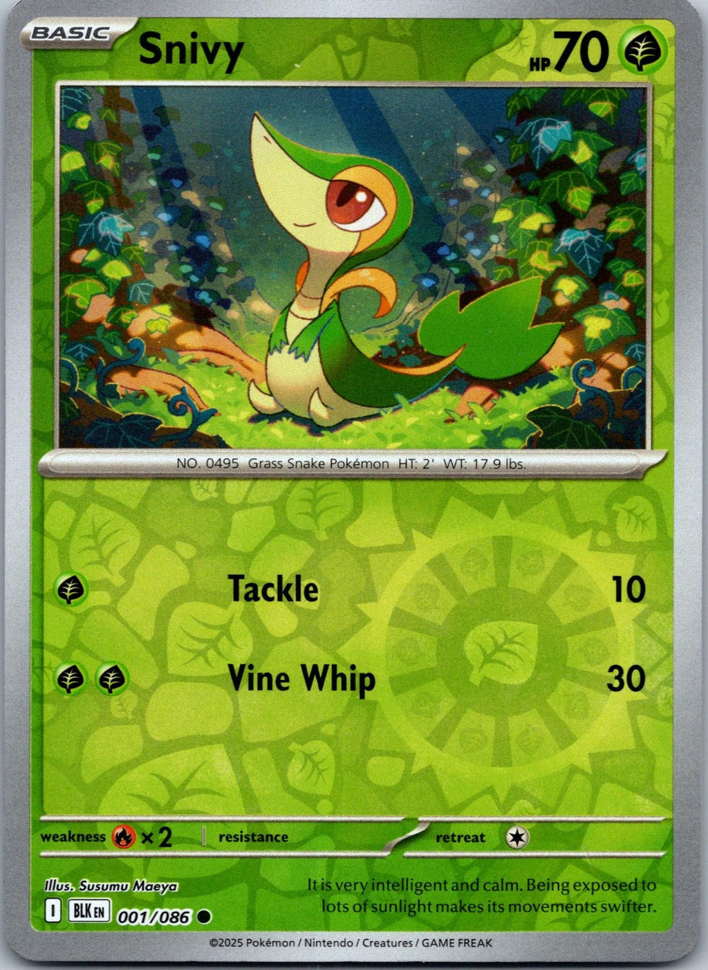 Snivy 001/086 Common Black Bolt Pokemon Near Mint