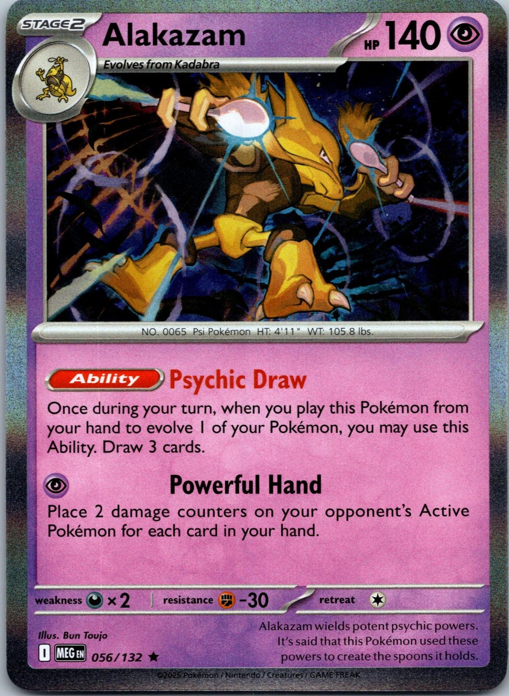 Alakazam 056/132 Rare Mega Evolution Pokemon Near Mint