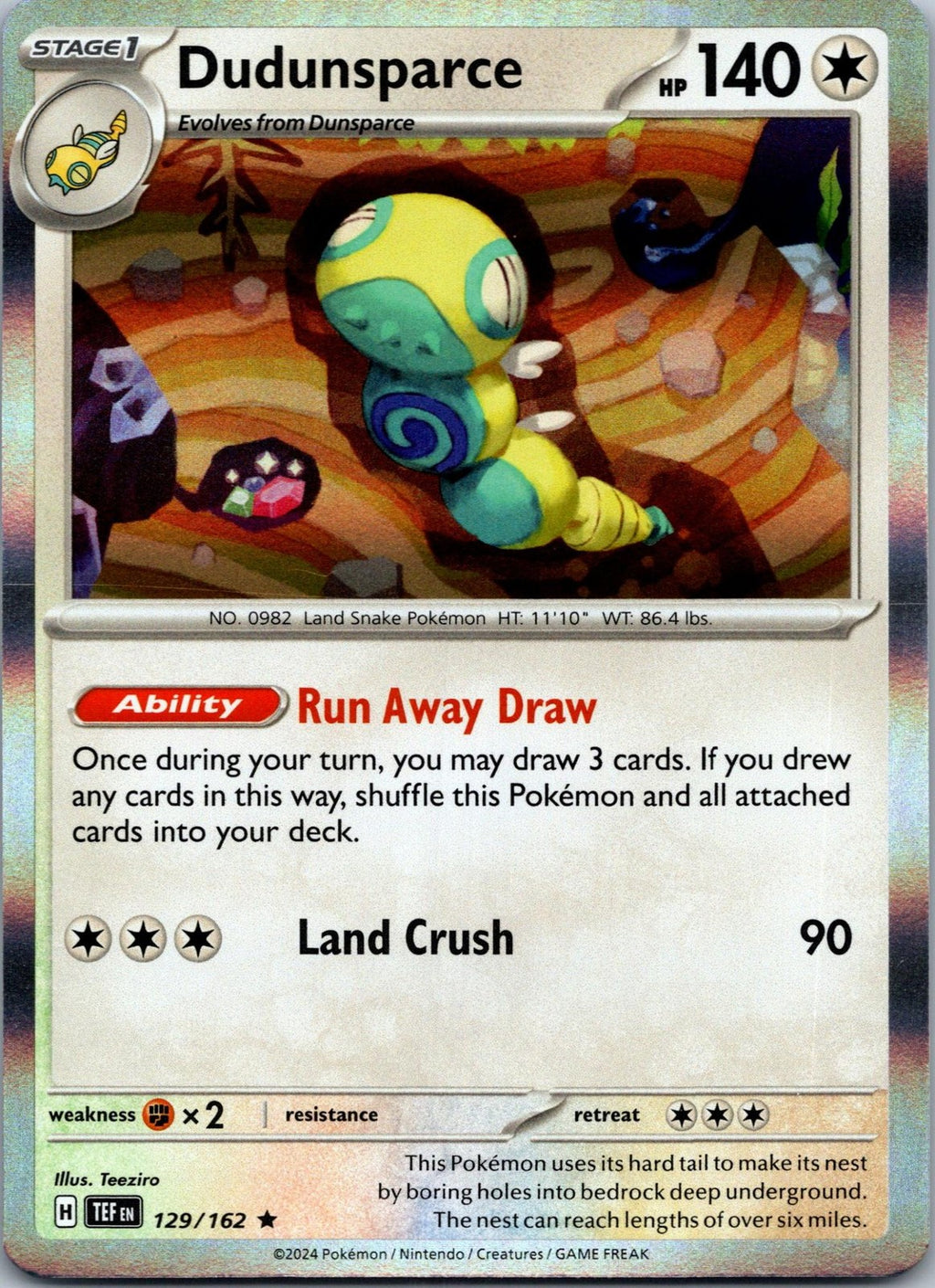 Dudunsparce 129/162 Rare Temporal Forces Pokemon Near Mint