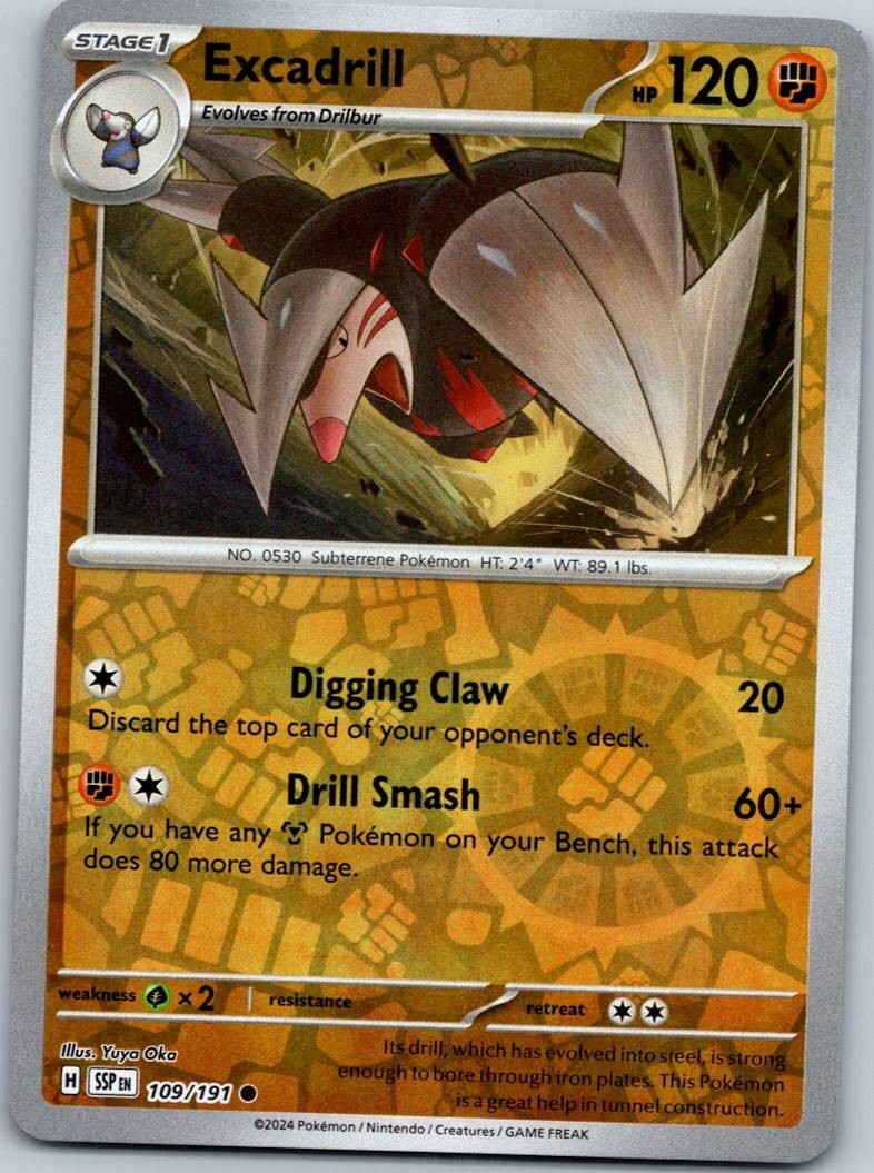 Excadrill 109/191 Common Surging Sparks Pokemon Reverse Holo Near Mint