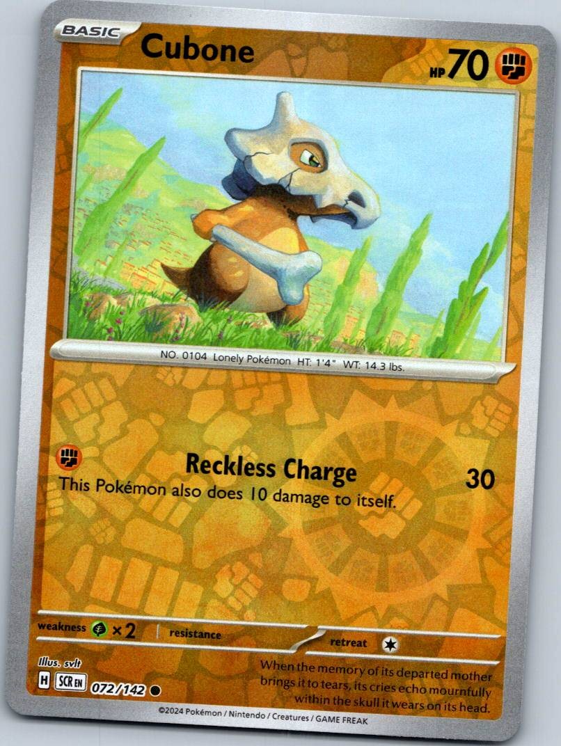 Cubone 72/142 Common Stellar Crown Pokemon Reverse Holo Near Mint