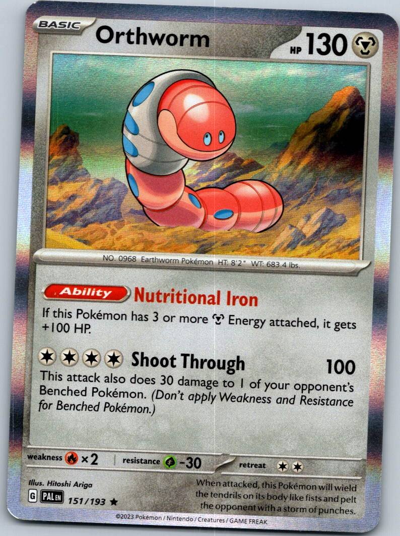 Orthworm 151/193 Rare Paldea Evolved Pokemon Near Mint