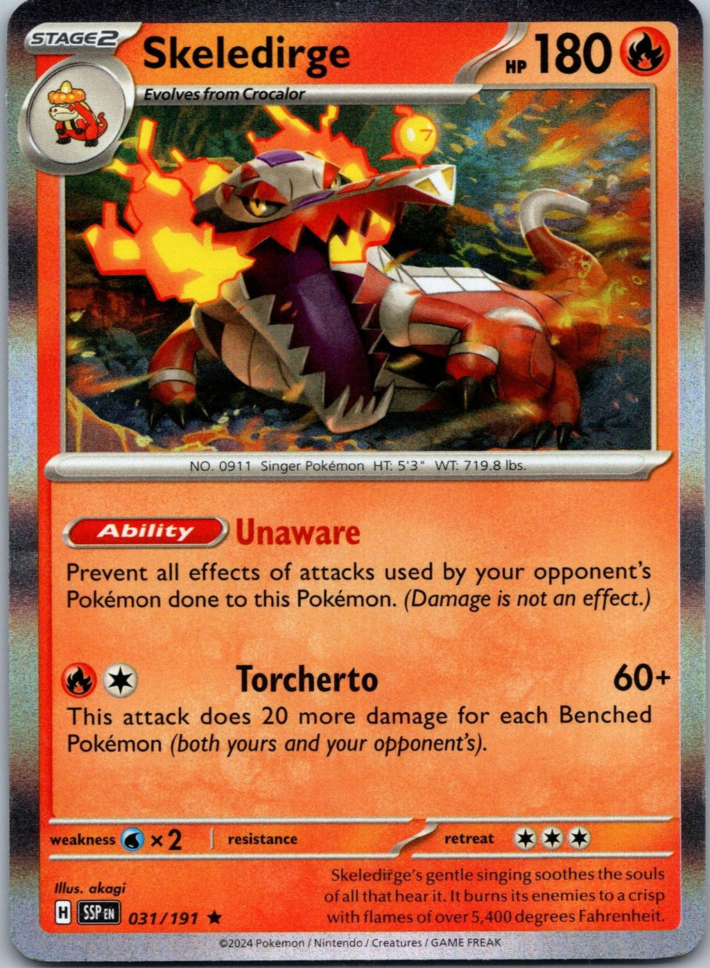 Skeledirge 031/191 Rare Surging Sparks Pokemon Near Mint